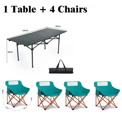 SUOMUEN Camping Chair with Table Outdoor Table and Chair Set Camping Folding Chair Portable Foldable Camping Chair and Table
