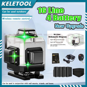 4D 16 Lines Laser Level 360 Self-leveling Function Ground Wall Sticker Vertical Horizontal Oblique Line with Target Board Plate