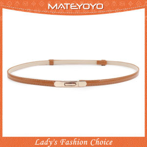 MATEYOYO Fashion Women Belts Thin Belt Elegant Golden Buckle Design Adjustable Girls Ladies Long Straps Waistbands Dress Coat Alloy Buckle
