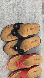 WomenS Summer New Style Three-Flower Thick-Soled Flip-Flops Beach Sandals
