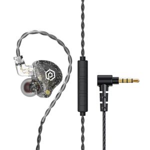 POPCORN BASS X8 PRO 1BA+1DD in Ear Monitor TYPE-C HiFi Wired Earbuds 3.5mm Gaming Earbuds Hybrid IEM Earphones 2 Pin Detachable Cable (With Mic Black)