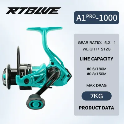 BEARKING RTBLUE A1 Spinning Reel 12Kg MaxDrag 5.2:1 Freshwater Saltwater Fishing Reel