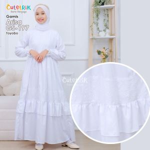(3-14 tahun) GS 197 Baju Muslim Gamis Putih Manasik Haji Anak Remaja Dewasa Cutetrik Arisa Polos Katun Toyobo White Dress / Mondok Pesantren / Umroh