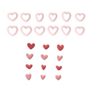 Set of 12 Multipurpose Miniature Heart Shaped Polymer Clay Mould for Creative Making and Cookie Decorating