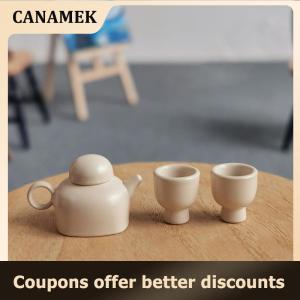 【 CANAMEK 】 1 12 Dollhouse Simulation Teapot Teacup Kit Dollhouse Miniature Kitchen Decoration Toy Dolls House Micro Scene Photo Props