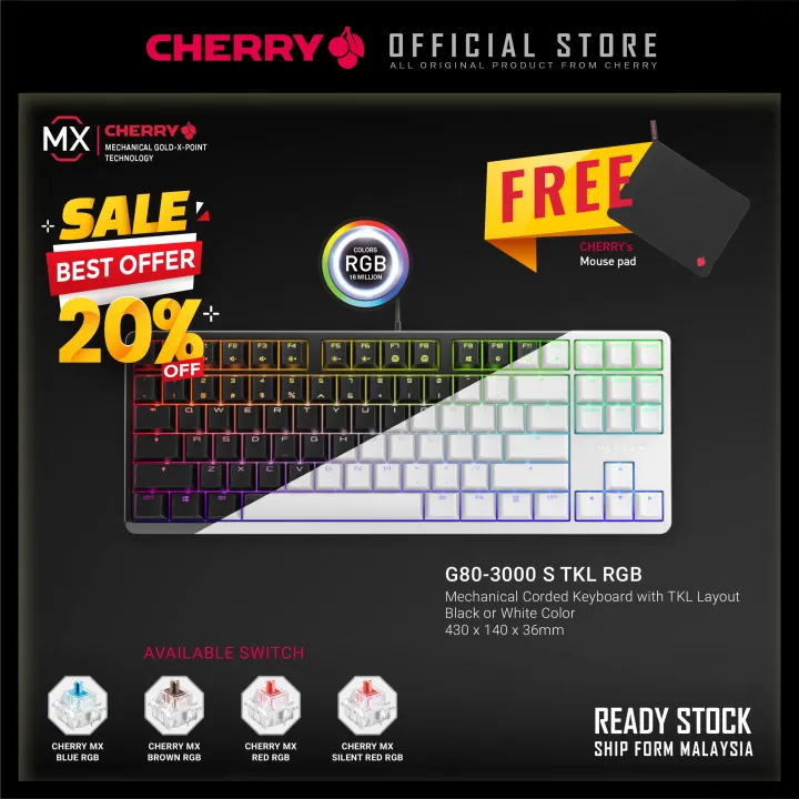 CHERRY G80-3000 S TKL Premium CHERRY MX Switch RGB Mechanical Gaming Keyboard With TKL Layout