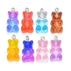 LEMONK 10pcs For Earrings Necklace Making Resin 2311mm Gummy Bear Pendant Charms DIY Decoration Jewelry Findings
