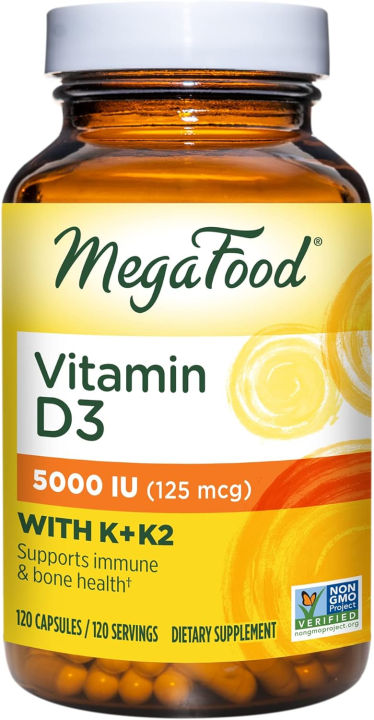 MegaFood Vitamin D3 5000 IU (125 mcg) - Immune Support Supplement ...