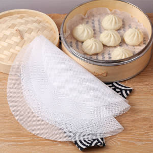 24cm Round Non-Stick Silicone Mesh Cloth Baking Liners Steamer Pad Dumplings Buns Mat