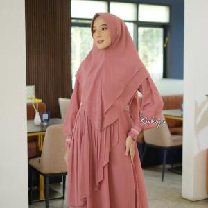 Gamis Ceruty Lengan Panjang dengan Hijab Syal Ukuran Jumbo L-4XL