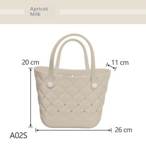 EchoBliss  กระเป๋าถือแบบเปิดโล่งผ้าEVA ดีไซน์ลายตาราง แฟชั่นทันสมัยสำหรับใช้งานกลางแจ้ง