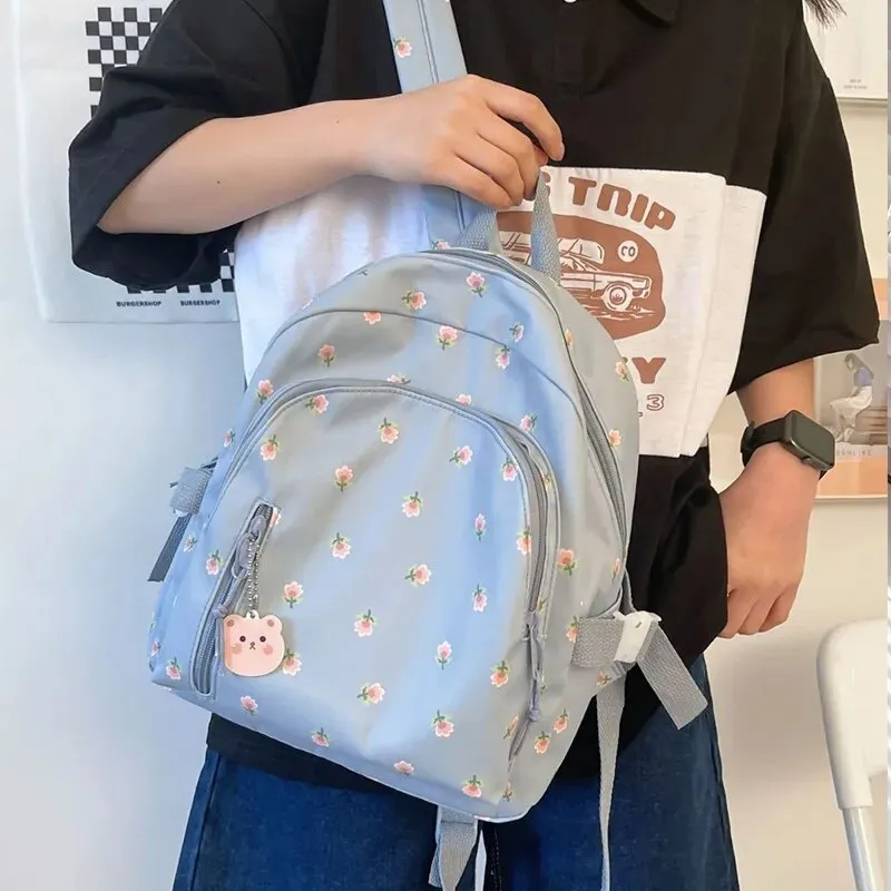 Q&P Cute Mini backpack printed rose large capacity School Bag - Main Image