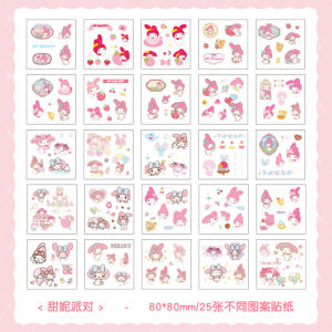 【Ready Stock】25sheets Sticker Cartoon Sanrio Kuromi Melody DIY Gift Box Stickers Box Waterproof Sticker Diary Stickers Cute Sticker Girl