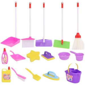YOUSHI TOP Simulation Children Cleaning Kit Broom Brush Role Playing Pretend Play Cleaner Tools Creative Mopping Housekeeping Playset Game Toys
