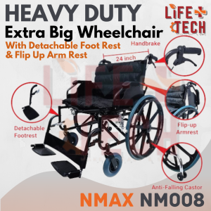 [READY STOCK] 22" Seat Heavy Duty Extra Large Wheelchair - 22 inches / 56cm ( Kerusi Roda Besar )