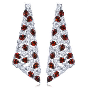 Lohaspie Jewelry Genuine 4 Carats Solid Sterling Silver 925 Stud Earring Natural Tanzanite Garnet Chrome Diopside Stud Earring Garnet Earrings For Women 925 Silver Jewelry