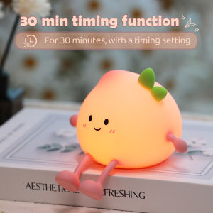 Night Light Rechargeable Cute Silicone Peach Shaped LED Nursery Nightlight Touch Control for Bedroom Living Room Kid Room Gift