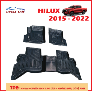 Thảm lót sàn ô tô MAXXCAR cho TOYOTA HILUX 2009 – 2014 và 2015 - 2022: nhựa TPE 5D đúc nguyên khối cao cấp.
