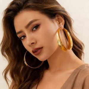 NOBLELYN Hollow Out Circle Hoop Earrings Geometric Exaggerated Drop Dangle Earring Metal Shiny Round Pendant Earrings Gifts