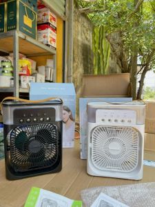 Quạt điều hòa phun sương hơi nước tạo ẩm mini để bàn 3 chế độ tích hợp led - Quạt phun sương tạo ẩm làm