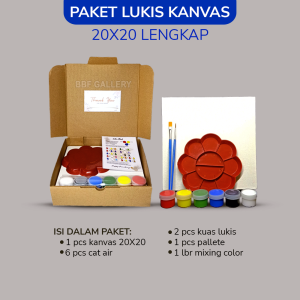 Paket Lukis Kanvas Lengkap Dengan Cat Akrilik Palet Kuas Canvas painting Set Alat Melukis Stationery