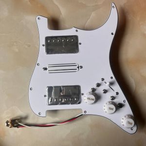 Prewired Loaded Guitar Stratocaster Pickguard HSH Pick Guard Wilkinson WHHBN WHHBB Alnico 5 Humbucker Pickups Mini Hubucker High Output DCR Coil Splitting Switch for Fender Electric Guitar Part Replacement