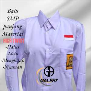 baju putih SMP/Mts lengan panjang cewek cowok seragam sekolah bahan HIGH TWIST licin