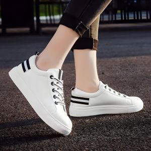 Korean fashion boots leather white shoes for women rubber fashion shoes flat bottom increase shoes
