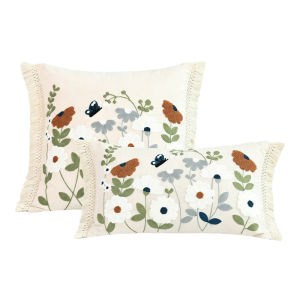 30x50cm/45x45cm Rural Style Towel Embroidery with Two Side Rows of Tassel Decoration Pillow Cover Sofa Bedroom Cushion Cover