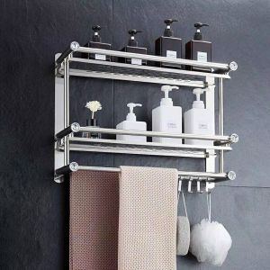 ORCHID - ROSE / Rak kamar mandi rak handuk rak dinding stainless steel Rak Dapur 2 Tingkat / RAK GANTUNG STAINLESS DINDING 2 TINGKAT TEMPAT SABUN RAK HANDUK KAMAR MANDI SERBAGUNA STAINLESS ANTI KARAT SHENAR - PERABOTMURAH