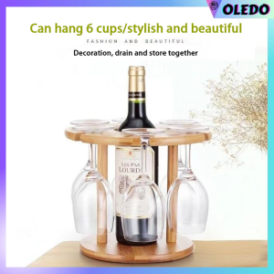 Bamboo Wine Rack with Glass Holder Ornaments Wood Wine Glass Holder Haning Shelf Goblet