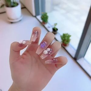 [HANDMADE]Artificial Nail Provence Camellia Manicure Phototpy Nails Reusable and Removable Nails