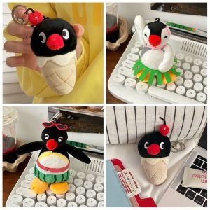 NDEURDI กางเกงแตงโมขายาว จี้ตุ๊กตาปิงกุ กรวยไอศครีม เครื่องประดับแขวนประดับ จี้ Pingu โรงเรียนกระเป๋าถุง คาวาอิ ตุ๊กตาเพนกวินยัดไส้ ของขวัญวันเกิดของขวัญ