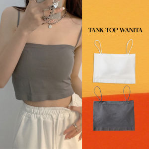 MD-P263 Tank Top Crop Tali Spagheti Tanpa Lengan Pakaian Dalam Polos / Basic Tanktop Sleeveless Top