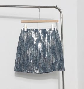 High Waist A Line Sequin Half Skirt Women SparklingSkirt Anti Exposure Lined Bodycon Pencil Skirt