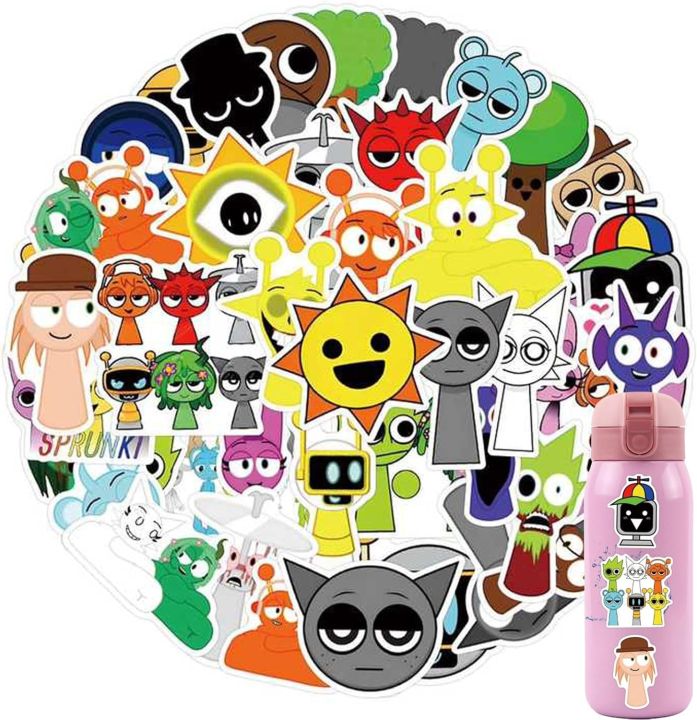 57 Pcs Nsincredi Sprunki Stickers for Kids, Sprunki Face Stickers for ...