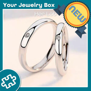 Her Lab Jewelry | Fashion S925 sterling silver engagement wedding rings high-end jewelry diamond rings for couples moissanite plain rings pure love Valentines Day gifts 100% passed diamond detectors. Custom engraving is available