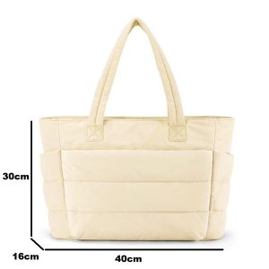 Trendy Travel Polyester Waterproof Shoulder Bag Puffy Large Capacity Tote Bag with Multi Compartment Zipper Laptop Bag