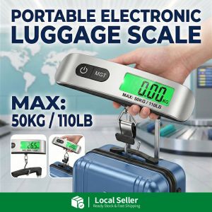 Digital Luggage Scale 50kg/110lb – Portable Handheld Travel Suitcase Hanging Weight Scale