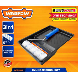 WADFOW CYLINDER BRUSH 3 In 1 SET (INNER WALL) Paint Roller Brush Paint Tray WCB3H39 •BUILDMATE• WHT