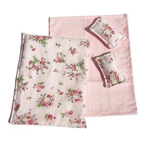 Rural Flower Print Bedding Sheet Pillow Quilt With Detailed Design For 1/12 Doll House Bedroom Model Scene Display