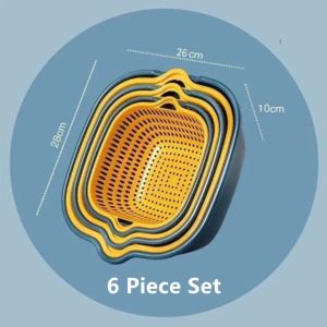 Double-layer Drain Basket Plastic Vegetable Washing Basket Wash Basin Household Kitchen Washing Box