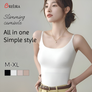 【SINGABRALETTE】Ice Silk  Camisole with Bra Pads Beauty Back Summer Traceless Inner and Outer Wear Tank Top 冰絲吊帶背心