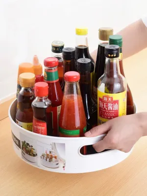 360° Rotating Storage Container Multifunctional Turntable Rack Anti-slip Spinning Organizer
