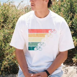 [Local Stock] VCC Vintage Horizontal Striped Bicycle Enthusiast T-Shirt Crew Neck Short Sleeve Funny Biking Cycling Retro Tee