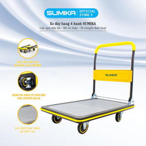 Xe đẩy hàng 4 bánh SUMIKA T300 - Khung thép tay cầm gấp mở tiện lợi tải trọng 300kg