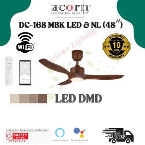 (10 YEARS WARRANTY) ACORN Creation DC-168 MBK LED & NL (42″ | 48″) DC MOTOR 3 BLADE REMOTE CONTROL SMART HOME WIFI CEILING FAN