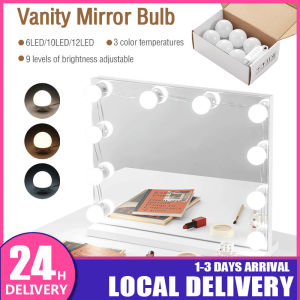 LED Makeup Mirror Light Bulb Hollywood Vanity Lights Stepless Dimmable Wall Lamp Dimmable Dressing Table 3 Mode 12 Bulb LED Brightness Adjustable Lampu Cermin Solek 镜前灯 化妆灯