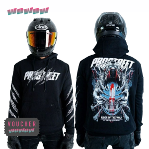 Jaket Pro Street PROSTREET Hoodie Sweater WOLF TIKUM SUNMORI MORI RIDERS RIDING NIGHT FULL PRINT CLOTHING DISTRO OUTFIT BRAND MEN / PERIA / COWO - LOCAL BRAND HELM