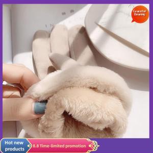 Graceful Fleece-lined Gloves Fashion Gloves Autumn Winter Cute Furry Warm Mitts Full Finger Mittens Women Outdoor Female Gloves